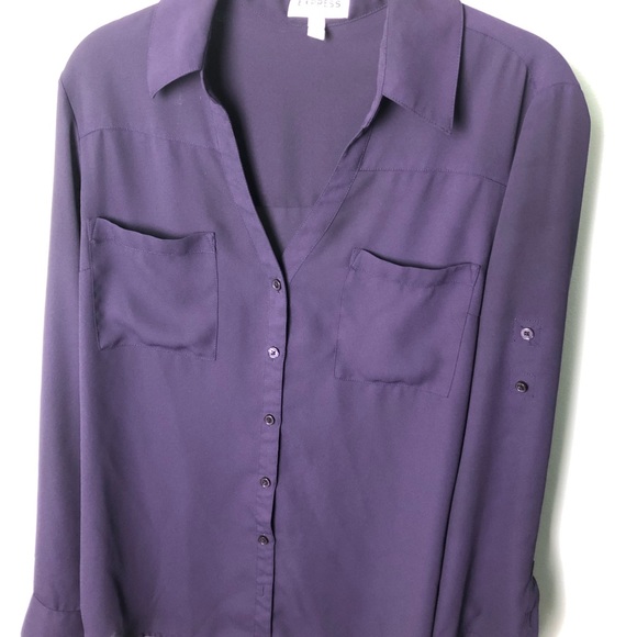 Express Tops - Express Portofino Shirt in Dark Purple